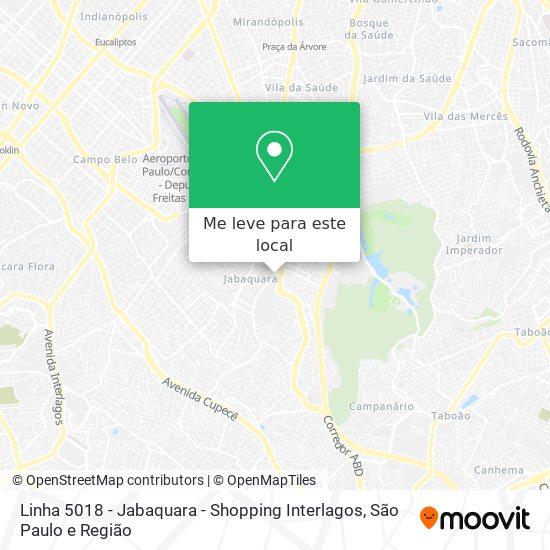 Linha 5018 - Jabaquara - Shopping Interlagos mapa