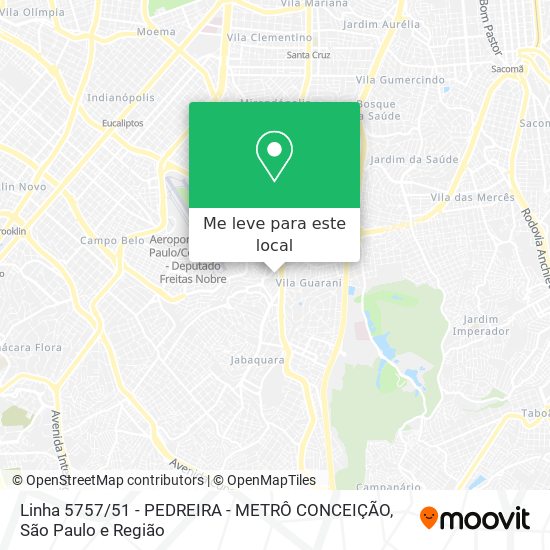 Linha 5757 / 51 - PEDREIRA - METRÔ CONCEIÇÃO mapa