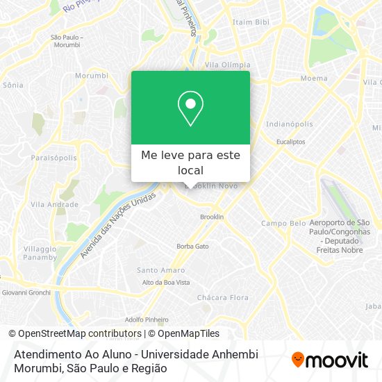 Atendimento Ao Aluno - Universidade Anhembi Morumbi mapa