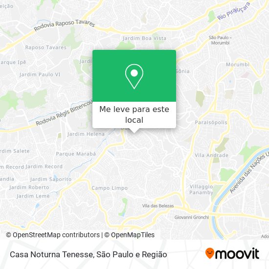 Casa Noturna Tenesse mapa