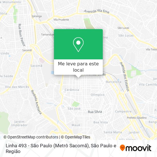 Linha 493 - São Paulo (Metrô Sacomã) mapa
