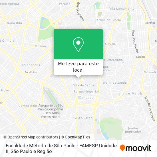 Faculdade Método de São Paulo - FAMESP Unidade II mapa