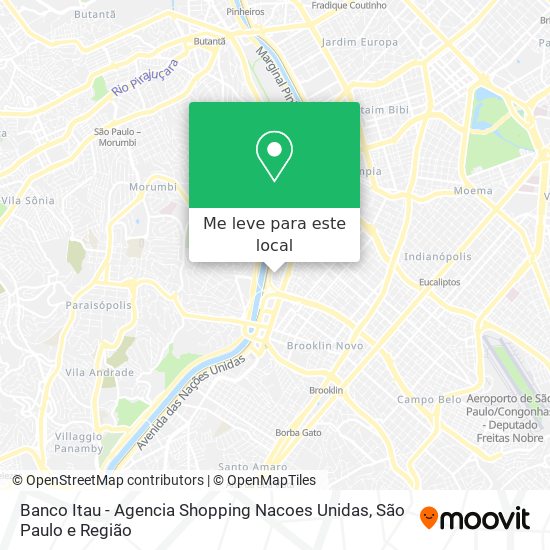 Banco Itau - Agencia Shopping Nacoes Unidas mapa