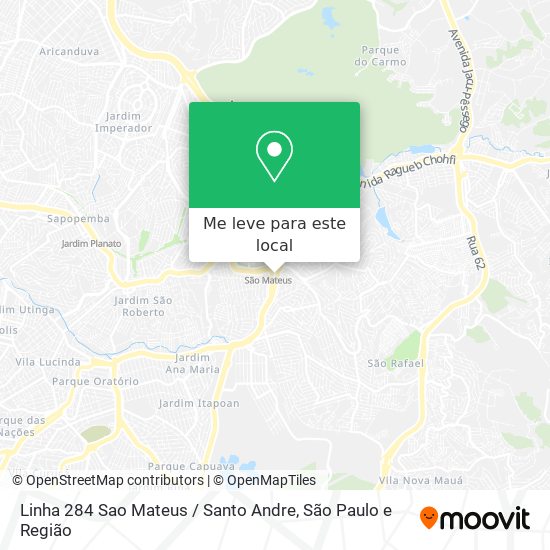 Linha 284 Sao Mateus / Santo Andre mapa