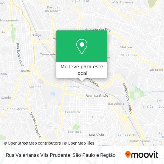 Rua Valerianas Vila Prudente mapa