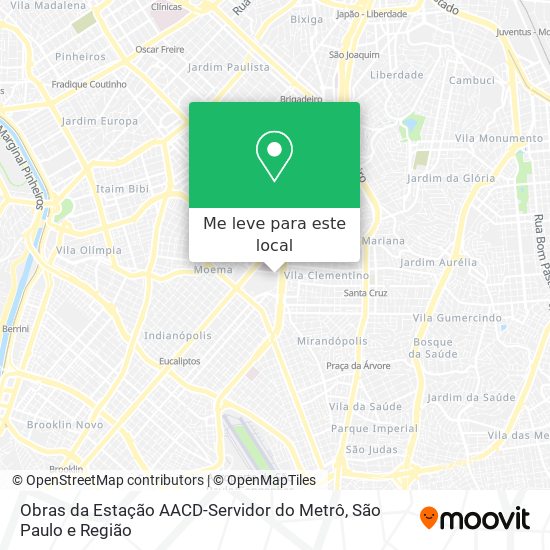 Obras da Estação AACD-Servidor do Metrô mapa