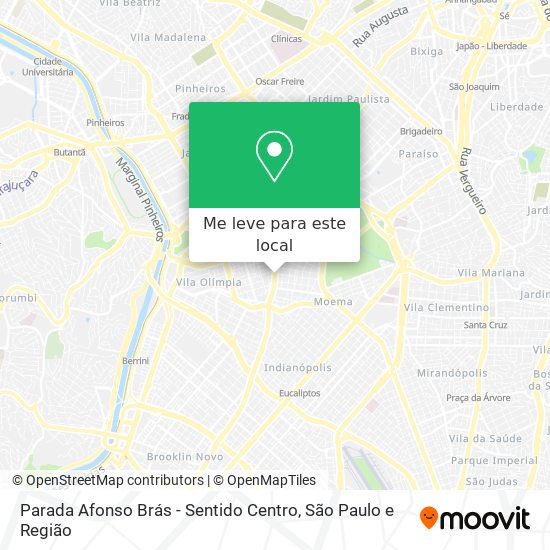 Parada Afonso Brás - Sentido Centro mapa