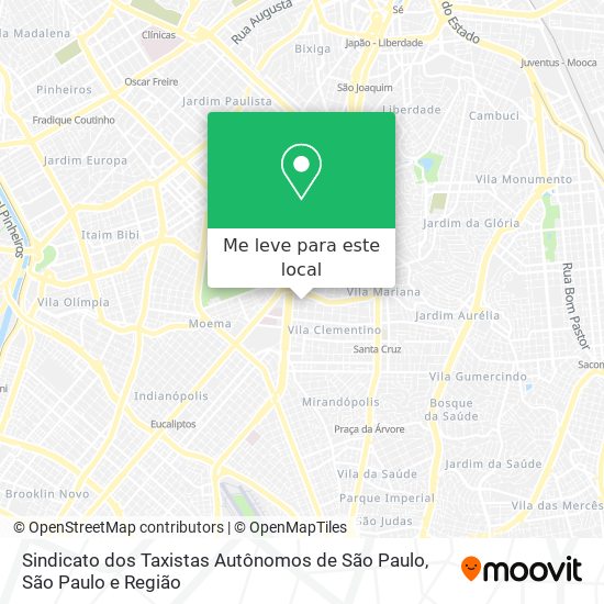 Sindicato dos Taxistas Autônomos de São Paulo mapa