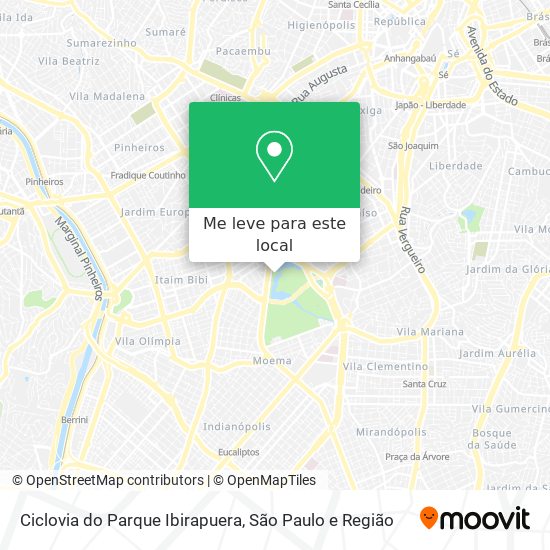Ciclovia do Parque Ibirapuera mapa