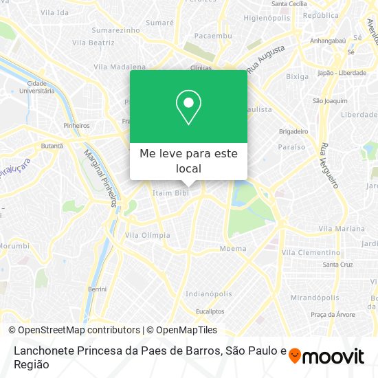 Lanchonete Princesa da Paes de Barros mapa