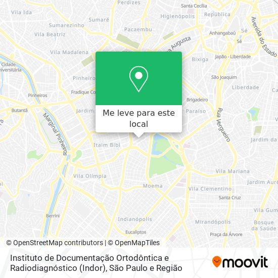 Instituto de Documentação Ortodôntica e Radiodiagnóstico (Indor) mapa
