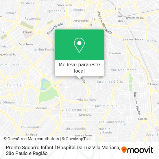 Pronto Socorro Infantil Hospital Da Luz Vila Mariana mapa