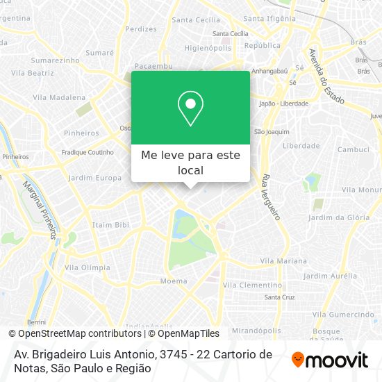 Av. Brigadeiro Luis Antonio, 3745 - 22 Cartorio de Notas mapa