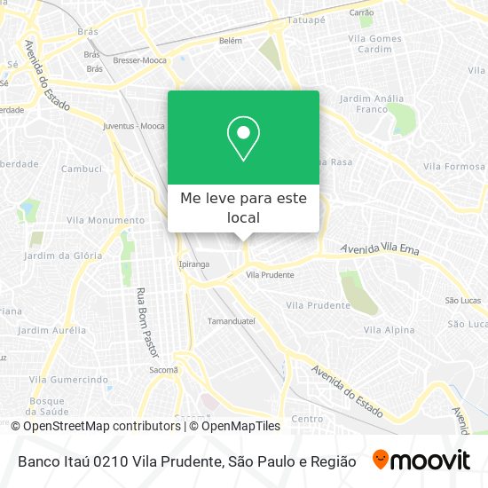 Banco Itaú 0210 Vila Prudente mapa