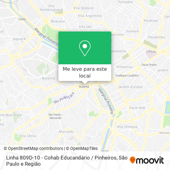Linha 809D-10 - Cohab Educandário / Pinheiros mapa