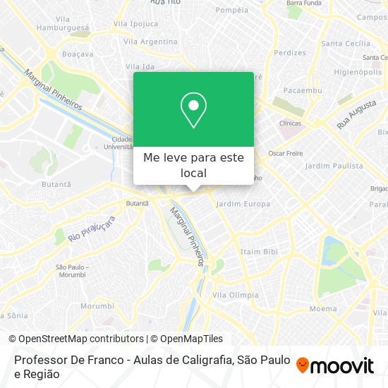 Professor De Franco - Aulas de Caligrafia mapa