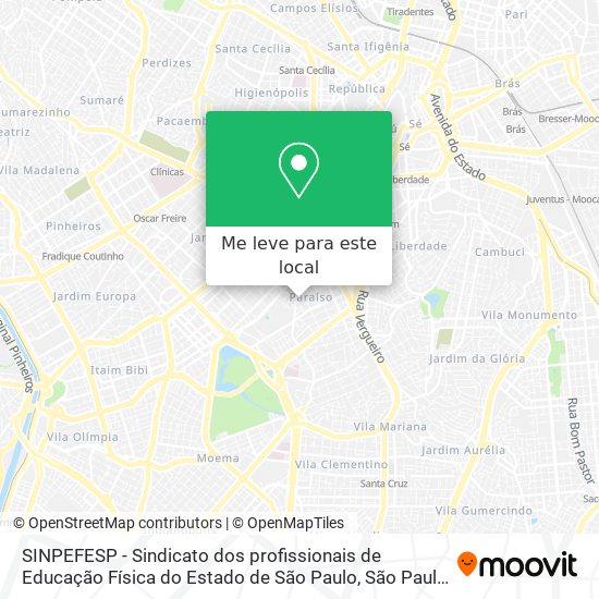 SINPEFESP - Sindicato dos profissionais de Educação Física do Estado de São Paulo mapa