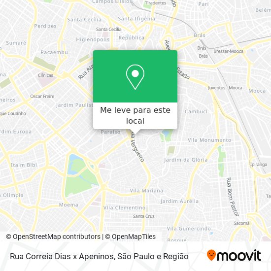 Rua Correia Dias x Apeninos mapa