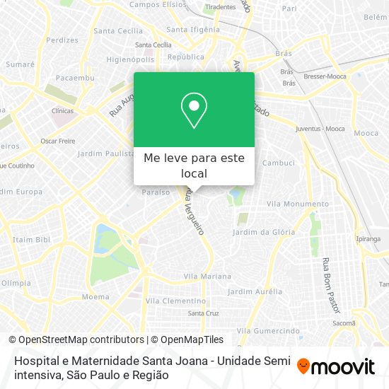 Hospital e Maternidade Santa Joana - Unidade Semi intensiva mapa