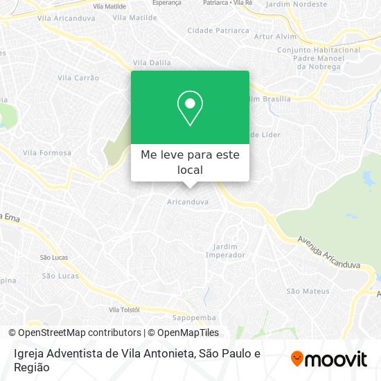 Igreja Adventista de Vila Antonieta mapa