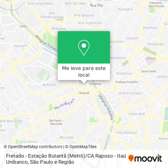 Fretado - Estação Butantã (Metrô) / CA Raposo - Itaú Unibanco mapa