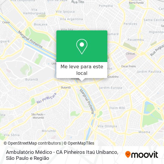 Ambulatório Médico - CA Pinheiros Itaú Unibanco mapa
