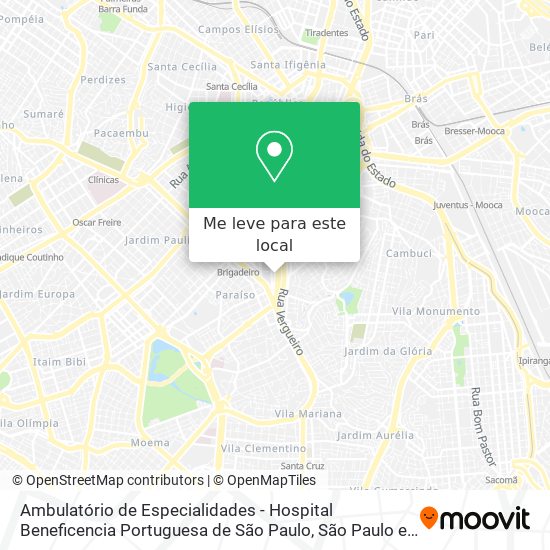 Ambulatório de Especialidades - Hospital Beneficencia Portuguesa de São Paulo mapa