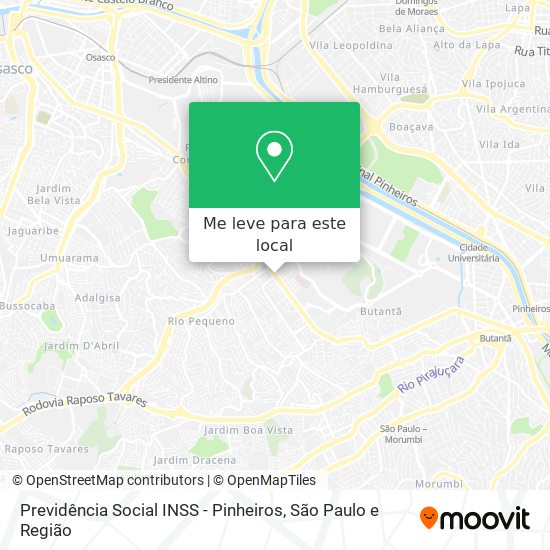 Previdência Social INSS - Pinheiros mapa
