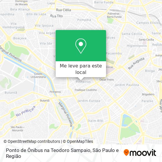 Ponto de Ônibus na Teodoro Sampaio mapa