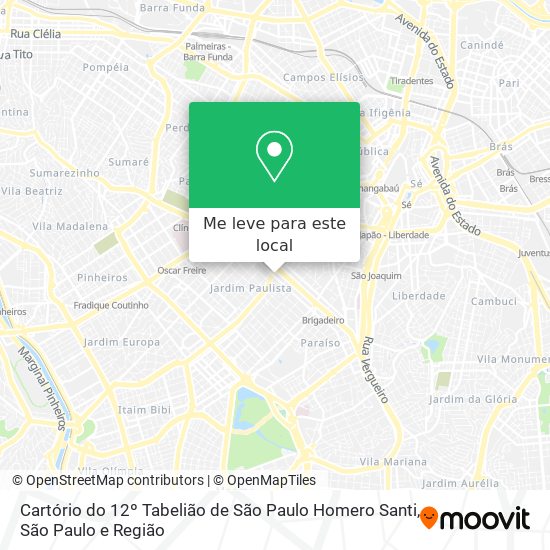 Cartório do 12º Tabelião de São Paulo Homero Santi mapa