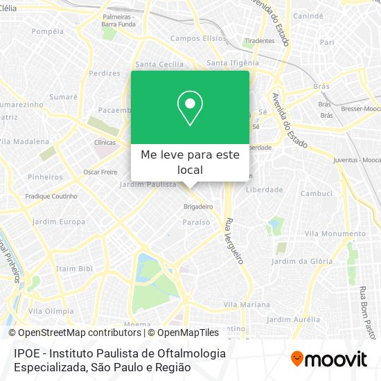 IPOE - Instituto Paulista de Oftalmologia Especializada mapa