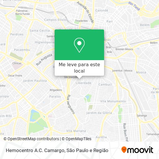 Hemocentro A.C. Camargo mapa