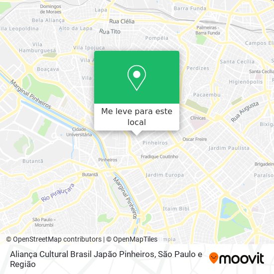 Aliança Cultural Brasil Japão Pinheiros mapa