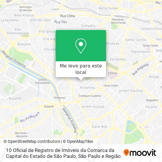 10 Oficial de Registro de Imóveis da Comarca da Capital do Estado de São Paulo mapa