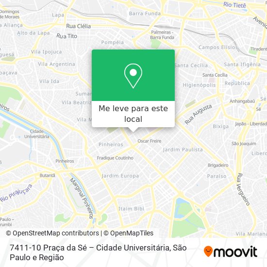 7411-10 Praça da Sé – Cidade Universitária mapa
