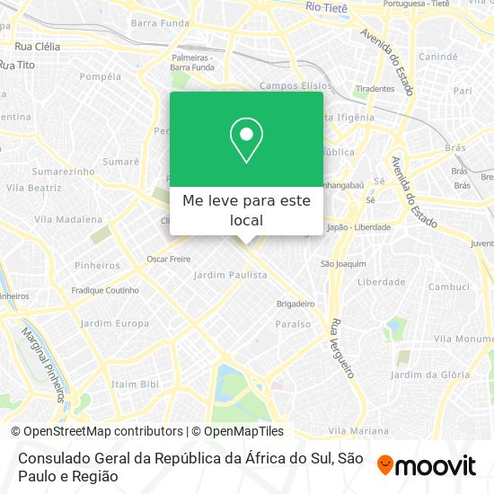 Consulado Geral da República da África do Sul mapa