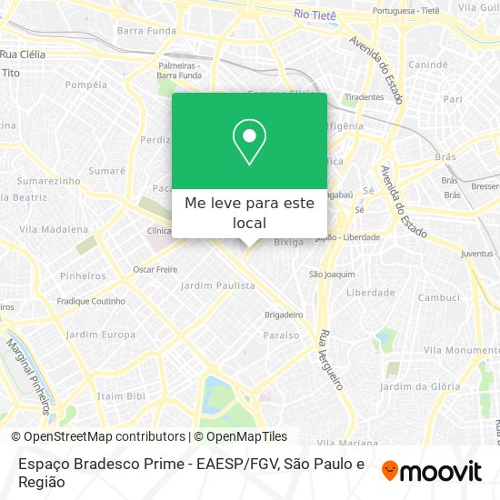 Espaço Bradesco Prime - EAESP / FGV mapa