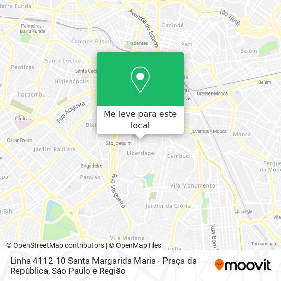 Linha 4112-10 Santa Margarida Maria - Praça da República mapa