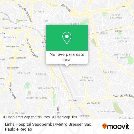 Linha Hospital Sapopemba / Metrô Bresser mapa