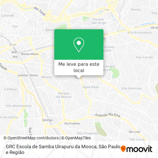 GRC Escola de Samba Uirapuru da Mooca mapa