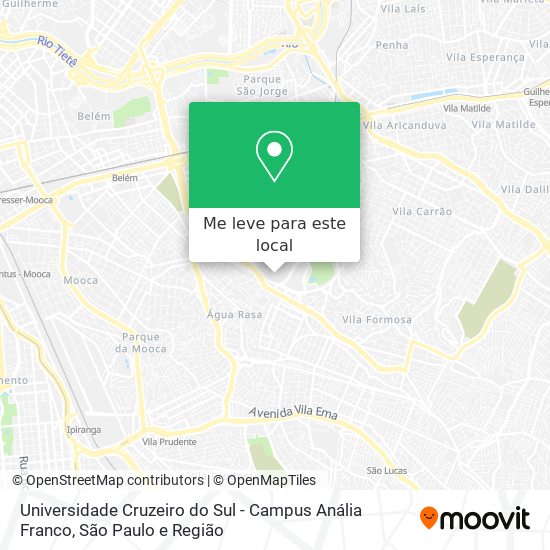 Universidade Cruzeiro do Sul - Campus Anália Franco mapa