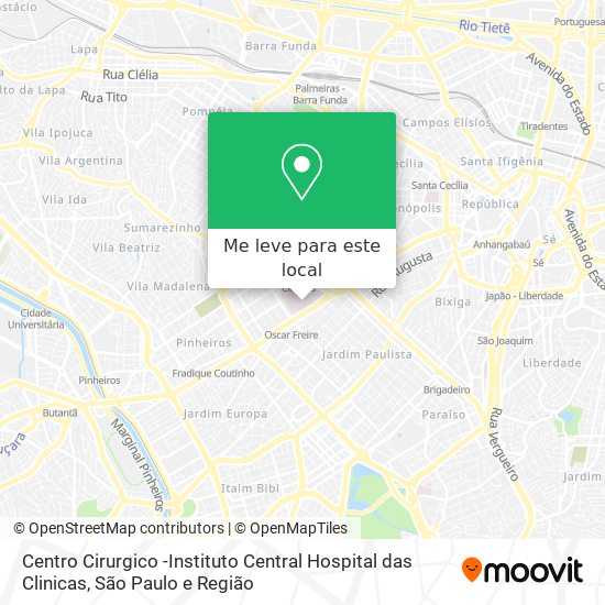 Centro Cirurgico -Instituto Central Hospital das Clinicas mapa