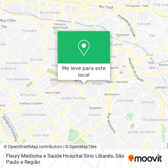 Fleury Medicina e Saúde Hospital Sírio Libanês mapa