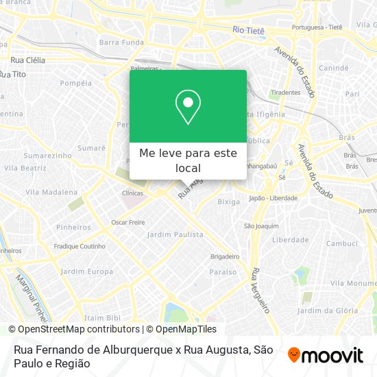 Rua Fernando de Alburquerque x Rua Augusta mapa