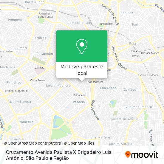 Cruzamento Avenida Paulista X Brigadeiro Luis Antônio mapa