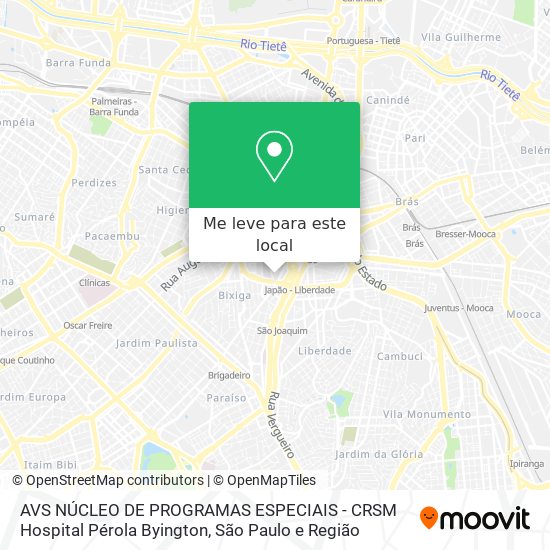 AVS NÚCLEO DE PROGRAMAS ESPECIAIS - CRSM Hospital Pérola Byington mapa