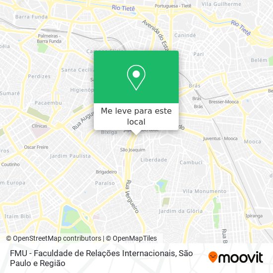 FMU - Faculdade de Relações Internacionais mapa