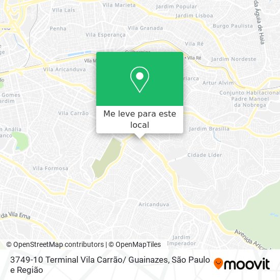 3749-10 Terminal Vila Carrão/ Guainazes mapa