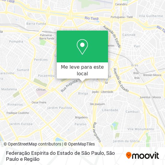 Federação Espírita do Estado de São Paulo mapa