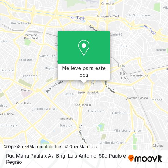 Rua Maria Paula x Av. Brig. Luis Antonio mapa